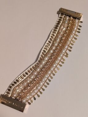 Victoria Emerson Pearl and Gold Layered Bracelet